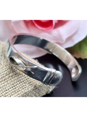 Aids Awareness 90’s Silver "Until There's A Cure" Cancer Bracelet 17.69G Size S